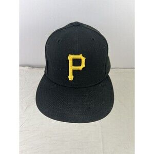 Vtg New Era 5950 Pittsburgh Pirates Black‎ Fitted Hat Cap Wool Made In USA 7 3/8